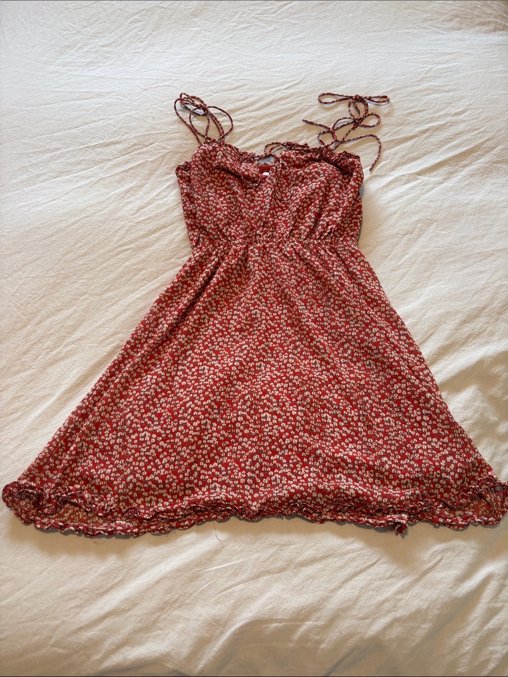 Princess Polly Red Floral Tie-Strap Mini Dress